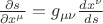 $\frac{\partial s}{\partial x^\mu}=g_{\mu \nu}\frac{dx^{\nu}}{ds}$