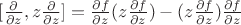 $[\frac{\partial}{\partial z},z\frac{\partial}{\partial z}]=\frac{\partial f}{\partial z}(z\frac{\partial f}{\partial z})-(z\frac{\partial f}{\partial z})\frac{\partial f}{\partial z}$