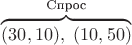 $\overbrace{(30, 10),\ (10, 50)}^{\text{Спрос}}$