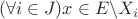 $$(\forall i \in J)x \in E\backslash {X_i}$$