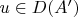 $u\in D(A')$