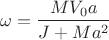 $$\omega=\frac{MV_0a}{J+Ma^2}$$