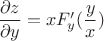 $\dfrac{\partial z}{\partial y}=xF_y'(\dfrac{y}{x})$