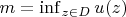 $m = \inf_{z \in D} u(z)$