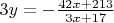 $3y=-\frac {42x+213}{3x+17}$