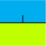 \begin{tikzpicture}[scale=.3]
\fill[cyan] (-3,0)--(0,0)--(0,1)--(0,0)--(3,0)--(3,3)--(-3,3);
\fill[lime] (-3,-3)--(-3,0)--(0,0)--(3,0)--(3,-3);
\draw[thick] (-3,0)--(0,0)--(0,1)--(0,0)--(3,0);
\end{tikzpicture}
