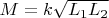 $M=k\sqrt{L_1 L_2}$