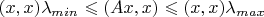 $(x,x)\lambda_{min} \leqslant (Ax,x) \leqslant (x,x)\lambda_{max}$