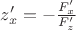$z'_x=-\frac {F'_x}{F'_z}$