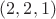 $(2, 2, 1)$
