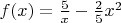 $
f(x)=\frac 5 x - \frac 25 x^2
$