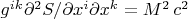 $g^{ik}\partial^2S/\partial x^i\partial x^k=M^2\,c^2$