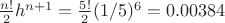 $\frac{n!}{2}h^{n+1}=\frac{5!}{2}(1/5)^{6}=0.00384$