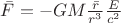 $\bar{F}=-GM\frac{\bar{r}}{r^3}\frac{E}{c^2}$