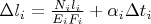 $\Delta l_i=\frac{N_i l_i}{E_i F_i} + \alpha_i \Delta t_i$