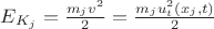 $E_{K_j}=\frac{m_jv^2}{2}=\frac{m_ju_t^2(x_j,t)}{2}$