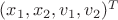 $(x_1,x_2,v_1,v_2)^T$