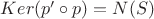 $Ker (p' \circ p) = N(S)$