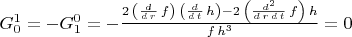 $G_0^1=-G_1^0=-\frac{2\,\left( \frac{d}{d\,r}\,f\right) \,\left( \frac{d}{d\,t}\,h\right) -2\,\left( \frac{{d}^{2}}{d\,r\,d\,t}\,f\right) \,h}{f\,{h}^{3}}=0$