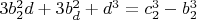 $3b_2^2d+3b_d^2+d^3=c_2^3-b_2^3$