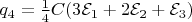 $q_4=\frac{1}{4}C(3\mathcal{E}_1+2\mathcal{E}_2+\mathcal{E}_3)$