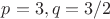 $p=3, q=3/2$