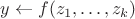 $y \leftarrow f(z_1,\dots,z_k)$