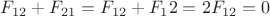 $F_{12}+F_{21}= F_{12}+F_12=2F_{12}=0$