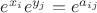 $e^{x_i}e^{y_j}=e^{a_{ij}}$