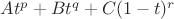 $At^p + Bt^q + C(1 - t)^r$