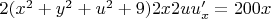 $2(x^2+y^2+u^2+9)2x2uu'_x=200x$