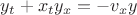 ${y_t} + {x_t}{y_x} = - {v_x} y$