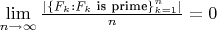 $\lim\limits_{n\to\infty}\frac{|\{F_k: F_k \text{ is prime}\}_{k=1}^n|}{n}=0$