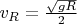 $v_{R}=\frac{\sqrt{g R}}{2}$