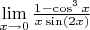 $\lim\limits_{x \to 0}{\frac{1-\cos^3x}{x\sin(2x)}}$