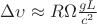 $\Delta \upsilon \approx R\Omega \frac{gL}{c^2}$