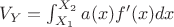 $V_Y= \int_{X_1}^{X_2} a(x) f'(x) dx$