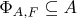 $\Phi_{A,F}\subseteq A$
