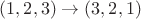 $(1,2,3)\rightarrow(3,2,1)$