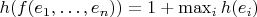 $h(f(e_1,\ldots,e_n)) = 1 + \max_{i} h(e_i)$