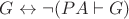 $G \leftrightarrow \neg (PA \vdash G)$