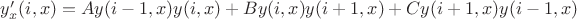 $y'_x (i,x)=Ay(i-1,x)y(i,x)+By(i,x)y(i+1,x)+Cy(i+1,x)y(i-1,x)$