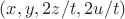 $(x, y, 2z/t, 2u/t)$