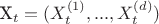 X_t = (X^{(1)}_t, ..., X^{(d)}_t)