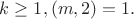 $k\ge1,(m,2)=1.$