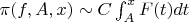 $\pi(f,A,x)\sim C\int_{A}^{x}{F(t)dt}$