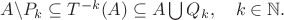 $A\backslash P_k\subseteq T^{-k}(A)\subseteq A\bigcup Q_k,\quad k\in\mathbb{N}.$