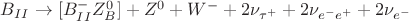 $B_{II} \to [B^-_{II}Z_B^0] + Z^0 + W^- + 2\nu_{\tau^+} + 2\nu_{e^-e^+} + 2\nu_{e^-}$