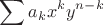 $$
\sum a_k x^k y^{n-k}
$$