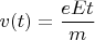 $v(t)=\dfrac{eEt}{m}$